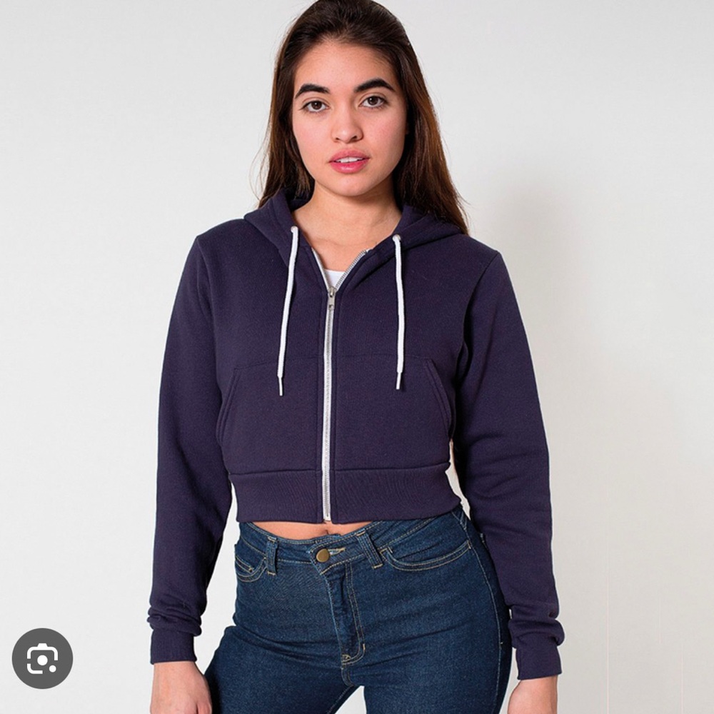 American Apparel Dark Blue Cropped Hoodie